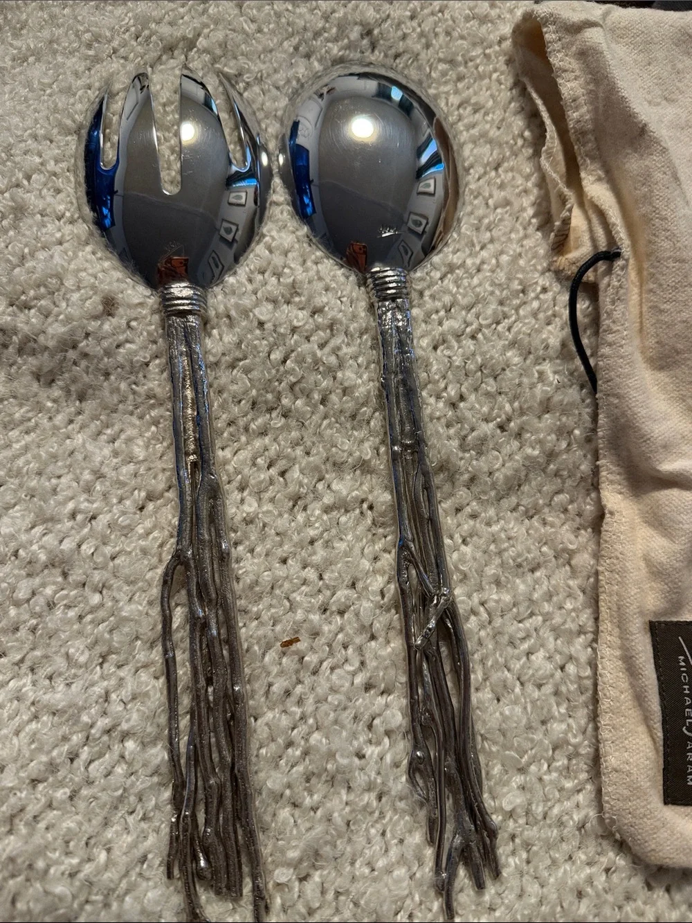 Michael Aram Silver Tassel-Handled Salad Servers - Silver